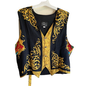 Vintage Statement Rockabilly Hippie indie Unisex Vest multi color top Size  XL